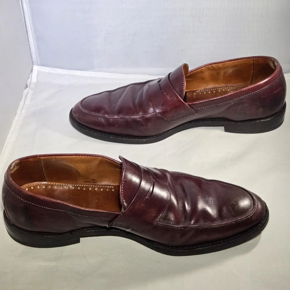 Allen Edmonds Presidio Dress Shoes Mens Size 9.5 Burgundy Red‎ Leather Loafer